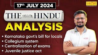 Daily HINDU News Paper Analysis  17th July  The HINDU for CLAT 2025 by Swatantra Sir