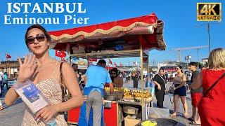 Istanbul Turkey 4K Walking Tour Around Eminönü PierGalata Bridge