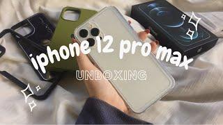 iphone 12 pro max unboxing + cases silver 128gb  ASMR