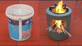 wood stoves cement and plastic buckets - how to make wood stoves