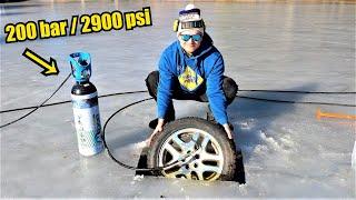 UNDER ICE Car Tire EXPLOSION  Frozen Lake Experiment
