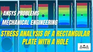 Stress Analysis of a Rectangular Plate With a Hole-Ansys Problems-Mechanical Engineering-VTU