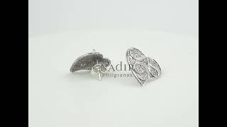 Pushback Hearts Filigree Earrings in 925 Sterling Silver