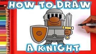 How to Draw a Cartoon Knight in Shining Armour with a Sword and Shield