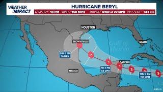 Tropical 10 p.m. update Hurricane Beryl remains a Cat. 4 storm winds at 150 mph