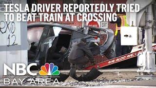 Train Crashes Into Tesla in Santa Clara