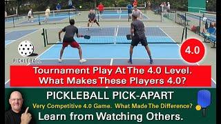 Pickleball How Did These Players Do In A 4.0 Tournament Game?  Learn By Watching Others.