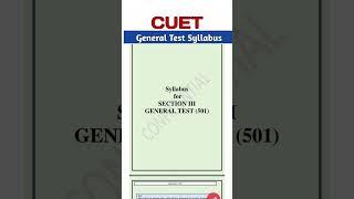 CUET general test syllabus 2023  General test preparation for cuet 2023