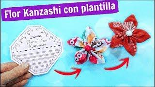 ► Cómo hacer FLORES de tela KANZASHI con plantilla . MANUALIDADES FÁCILES