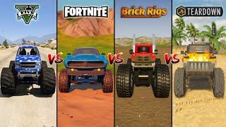 GTA 5 MONSTER TRUCK VS FORTNITE VS TEARDOWN VS BRICK RIGS - WHICH IS BEST?