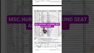 MSC.NURSING 1st ROUND SEAT ALLOCATION  #nursing #doctors  #jeetontube  #shorts #reelsinstagram