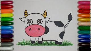 儿童简笔画 - 小牛  每天一幅简笔画56  零基础学画画  Painting and coloring - a Small cow