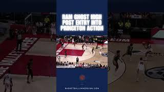 Ram ghost action sets up the high post entry to get into Princeton action. #basketballcoach