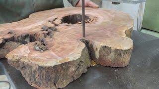 Great Woodworking Ideas Combining Solid Wood Slices And Wood Strip - Outdoor Table With Cool Design