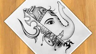 How To Draw Ganpati And Trishul  Step By Step  Easy Drawing  Tutorial  Drawing For Beginners