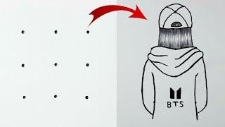 رسم BTS سهل بطريقة النقاط للمبتدئينرسم فتاة من فرقة BTS بالرصاص خطوة بخطوة