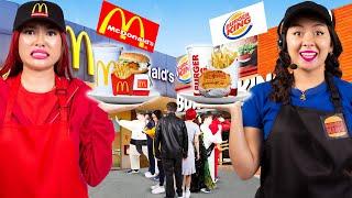 MC DONALDS VS BURGERKING DRIVE-THRU CHALLENGE  I BUILD MY OWN RESTAURANT BY CRAFTY HACKS PLUS