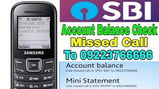 SBI Balance enquiry by miss call 09223766666