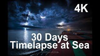 30 Days Timelapse at Sea  4K  Through Thunderstorms Torrential Rain & Busy Traffic