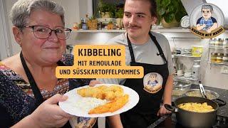 Kibbeling mit Remoulade und Süßkartoffelpommes