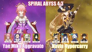 C0 Yae Miko Aggravate & C0 Navia Furina Hypercarry  Spiral Abyss 4.3  Genshin Impact