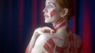 Body Painted with Red Ink