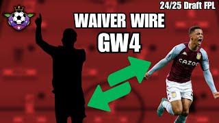 GW4 Best Waiver Picks for Draft FPL