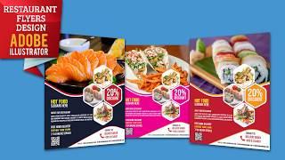 Creative Professional Food  Menu Flyer design  Illustrator Tutorial