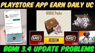 Earn Daily UC Crate Your Aap ?  BGMI 3.4 Update Problem  android Device does not work 3.4 update ￼