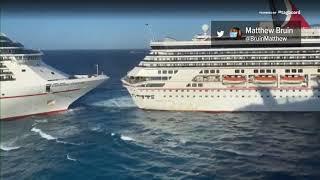 Carnival cruise line crash 2 ships crash into each other in Cozumel Mexico