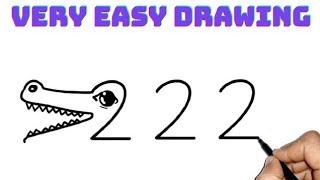 How To Draw A Crocodile Easy Step By Step  How To Draw Crocodile Easily From Number 222