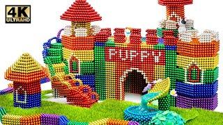 DIY - How To Build Castle Mud Dog House From Magnetic Balls  Satisfying   Magnet World 4K