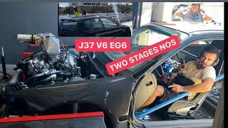 Two stage nitrous j37 v6 eg6 civic dyno + track