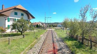  4K  Kerzers - Lyss cab ride Switzerland 09.2022 Führerstandsmitfahrt