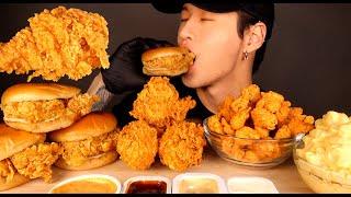 ASMR MUKBANG KFC FRIED CHICKEN & CHICKEN SANDWICHES & POPCORN CHICKEN & MAC N CHEESE No Talking