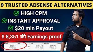 9 Best Adsense alternatives with high CPM high CPC instant approval and minimum payout