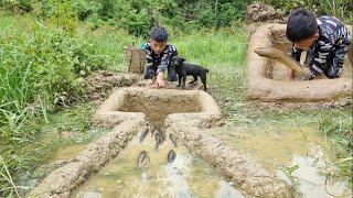 Primitive fish trap the story of the orphan boy Nams who makes a dirt trap to catch fish to sell