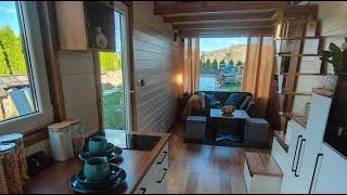 Tiny house has a stylish with a modern wood-based design.#shorts