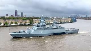 German corvette Magdeburg on River Thames 30 Sep 2024.