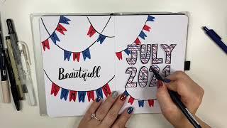 July bullet journal set up  Red White And Blue Bujo  Plan With Me