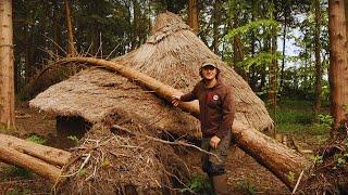 My Bushcraft Village Was Destroyed  Crushed Shelters  Fallen Trees  Need to Rebuild  TA OUTDOORS