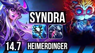 SYNDRA vs HEIMER MID  66% winrate Comeback  KR Master  14.7