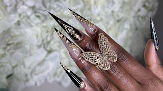 XL STILETTO NAILS  BEGINNER NAIL TUTORIAL  KAYSKLAWSS 