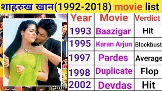 Shahrukh Khan 1992-2023 movie list  Shahrukh Khan hit or flop  Shahrukh Khan movies