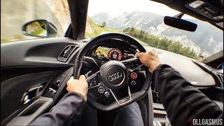 Audi R8 V10 Plus  POV Drive on Mountain Road  Loud Sound and Crackles