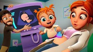 ADLEY helps ultrasound BABY BROTHER visiting Mom at her hospital job Best Day Ever family cartoon