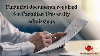 Financial documents required for Canadian University admissions