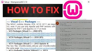 How to fix wampserver installing error VC++ packages install