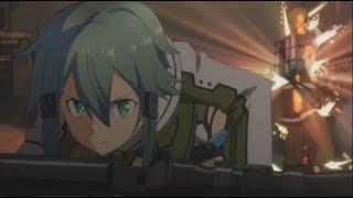 Sword Art Online 2 - Sinon vs minigun man HD