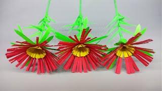 AN EASY PAPER FLOWER MAKING VIDEO  QUICK AND EASY PAPER FLOWER MAKING AT HOME